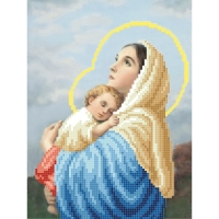 Т3 116 Дева Мария с младенцем А-4, Схема для вышивки бисером