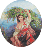 B466 Итальянка с цветами. Набор для вышивки крестом