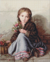 B513 Девочка с цветами. Набор для вышивки крестом